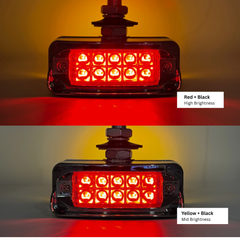 2x High Low Function Amber/Red 20 LED Marker Lights Turn Signal w/Horizontal Visor, Double Face Chrome Pedestal Lights T-Mount, Bumper Lights Replacement for Peterbilt/Kenworth/Freightliner Trucks 12V