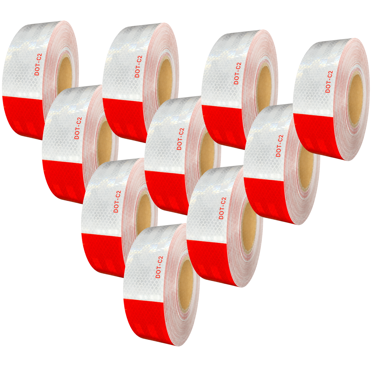 2" x150' roll DOT-C2 Premium Reflective Safety Red and White Conspicuity Tape Truck Trailer Boat Horse Trailer Diamond Pattern Long Lasting Waterproof Material, Super Strong Adhesive! 6" Red 6" White