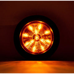 2.5" Red/Amber 12 Led Round Side Marker Clearance Lights Grommet Flush Mount, Sealed Truck Trailer with Reflex Lens, IP67 Waterproof- Super Bright DOT SAE P2 FMVSS 180