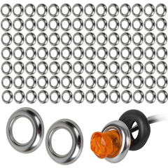 All Star Truck Parts 3/4" Round Stainless Steel Trim Ring Bezel For 0.75" Diameter Accent Marker Lights Front Rear Clearance LED Lights, Fits over Rubber Grommet Chrome Style