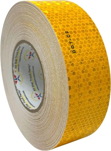 DOT-C2 Reflective Tape, Yellow/Orange Safety Warning Hazard Caution Conspiciuity Tape For School Bus Truck Trailer Boat Semi Motorcycle Bike and Helmet Waterproof