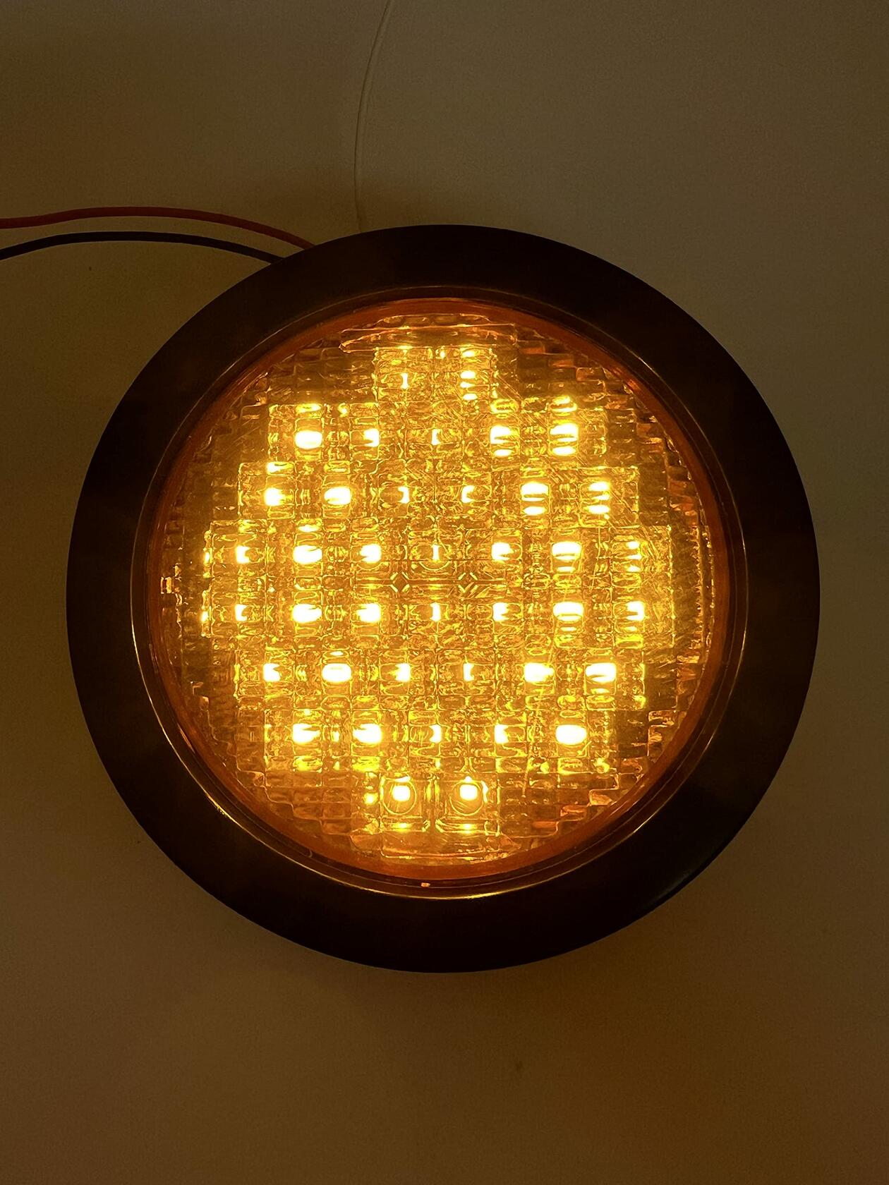 4" Inch Round 40 LED Diodes Stop Turn Tail Reverse Backup Signal Sealed Lights Red/White/Amber Assembly Rubber Mount for Trucks Trailers RV Boat Waterproof