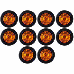 2.5" Red/Amber 12 Led Round Side Marker Clearance Lights Grommet Flush Mount, Sealed Truck Trailer with Reflex Lens, IP67 Waterproof- Super Bright DOT SAE P2 FMVSS 180