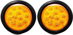 4" Inch White Red Amber 12 LED Round Stop/Turn/Tail/Reverse/Backup/Mid Turn/Signal Trailer Light Kit with 3 wire Pigtail Plug & Grommet
