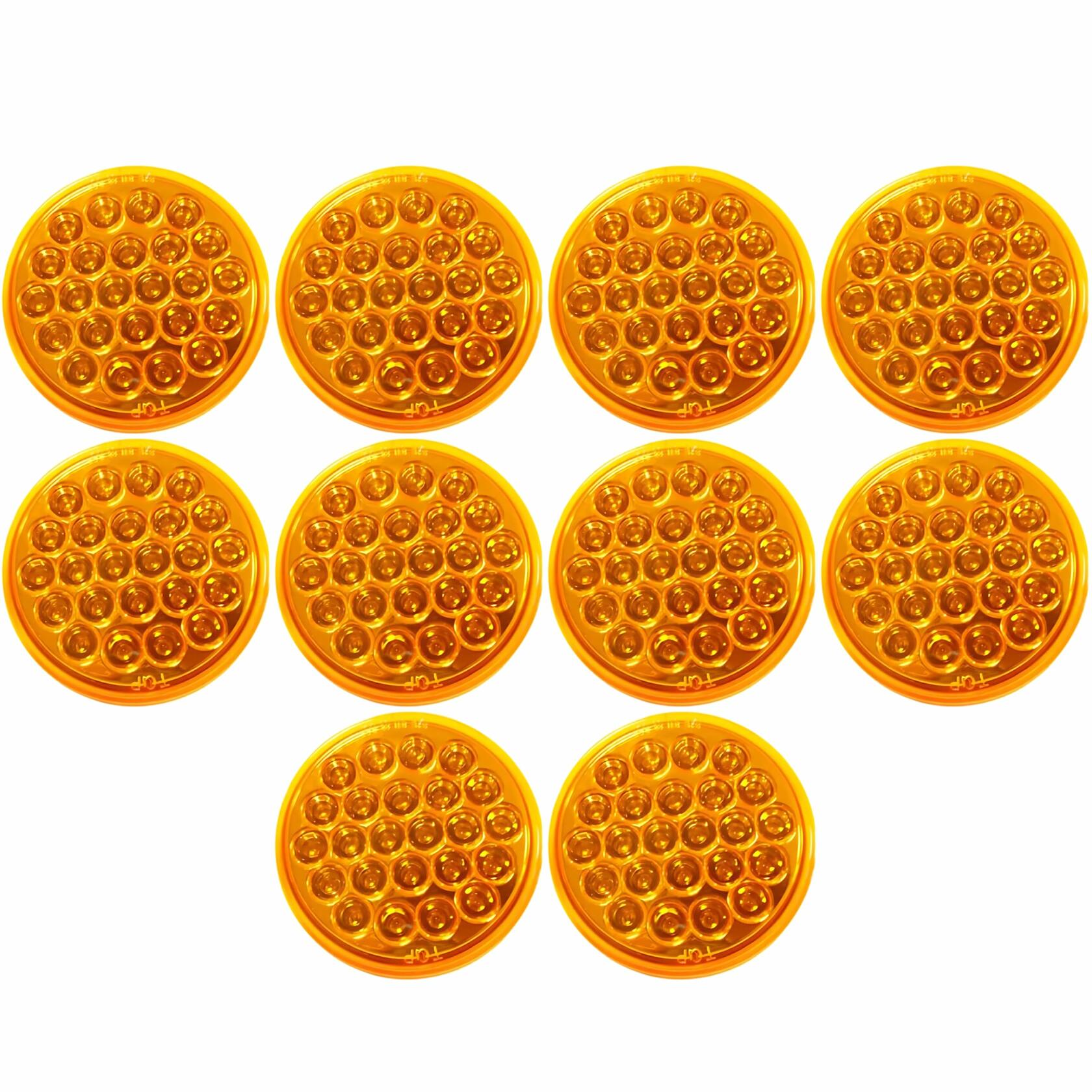 4" Round LED Trailer Tail Light 24 LED Stop Turn Tail Parking Signal Brake Marker Running Lights 3 Wire Pigtail Plug Trucks Trailer RV Boat Dump Truck Camper IP67 Waterproof DOT Approved 12V