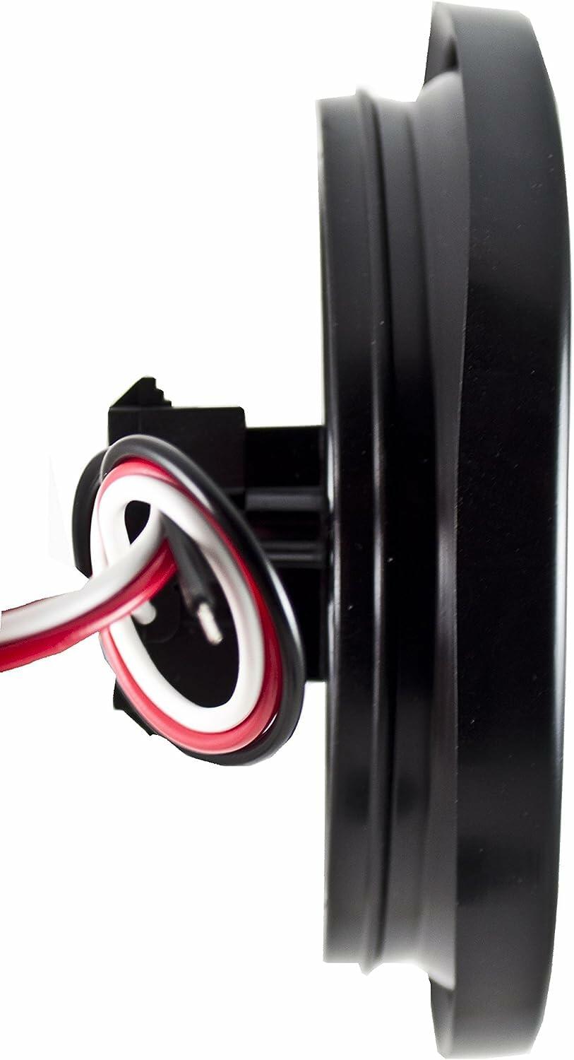4" Inch Round 12 LED Red/White Trailer Tail Lights Kit Round Led Stop Turn Tail Back-up Reverse Fog Lights Reflective Lens Grommet 3-Prong Wire Pigtails for Truck Trailer RV 12V