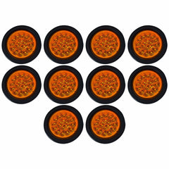 4" Round LED Trailer Tail Light 18 LED Red/White Stop Turn Tail Reverse Backup Running Lights w/Rubber Grommet Direct Wiring for Trucks Trailer RV Boat IP67 Waterproof DOT/SAE Approved 12V