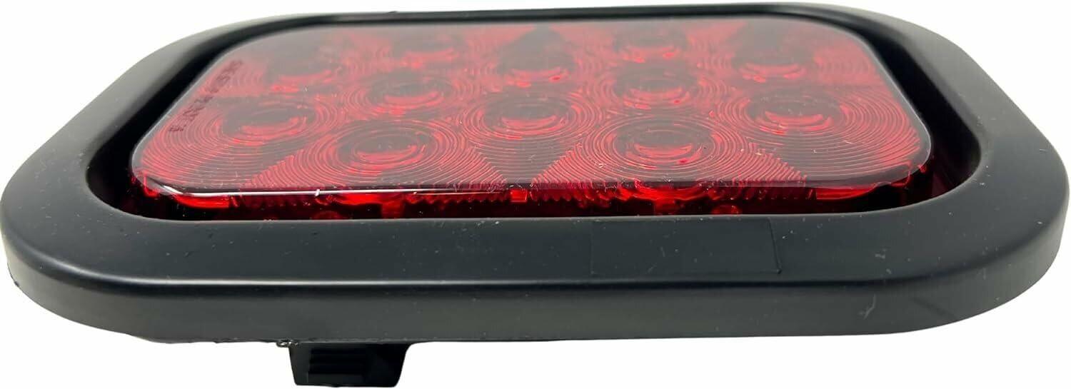 5x3 Red/White Rectangle Light 12 LED Stop/Turn/Tail Backup/Reverse Tow Truck Semi Trailer CM Flatbed Reading Postal Hitch Mounted RV Bus Grommet 3 Wire Pigtail Plug Kit 12V IP67