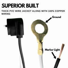 2 Prong Male Plugs - Two Wire Pigtail for Sealed Truck RV Trailer Clearance, Side Marker Lights - 6" Long, 2 Wire Plug Fits 2" 2.5" Side Markers Tail Lights, PL-10, 90° Design