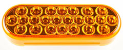 Amber 6" Oval 24 LED Trailer Signal Mid Turn Stop Turn Tail Mid Ship Indicator Light DOT/SAE Certified IP67 Waterproof Headache Rack Backrack Truck Camper RV Flatbed 12V Bright