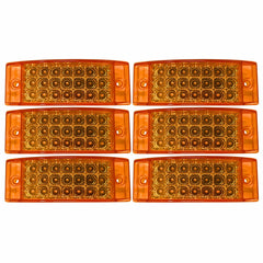 Qty 6 Amber/Red 6" 21 LED Side Marker Clearance Light Rectangle 12V Truck Trailer Camper Boat Marine 6x2 Rectangular Surface Mount [Sealed and Waterproof]