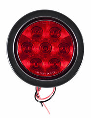 4" Inch Round 7 LED Red/White Trailer Tail Lights Kit Round Led Stop Turn Tail Back-up Reverse Fog Lights Reflective Lens Grommet 3-Prong Wire Pigtails for Truck Trailer RV 12V
