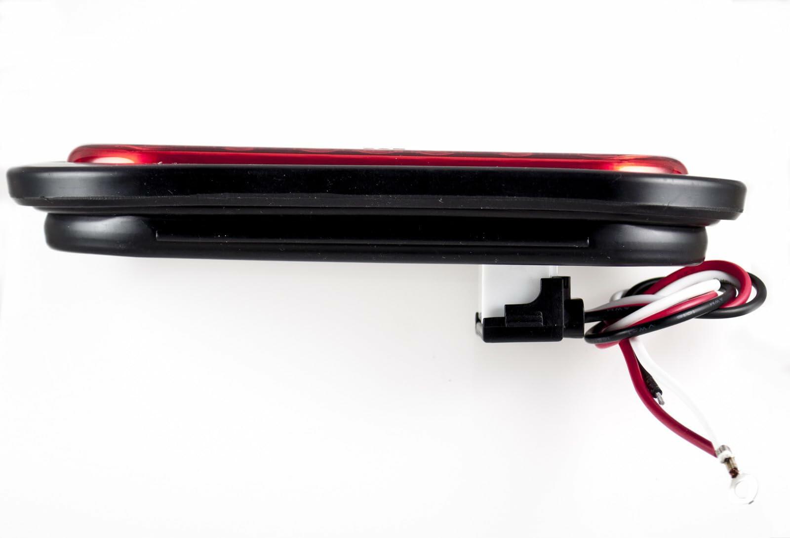 [Red/White/Amber 6" Oval 24 LED Trailer Tail Light Kit [DOT Certified] [with Grommets & Plugs] [IP67 Waterproof] Stop Brake Turn Reverse Back Up Headache Rack Backrack Flatbed RV