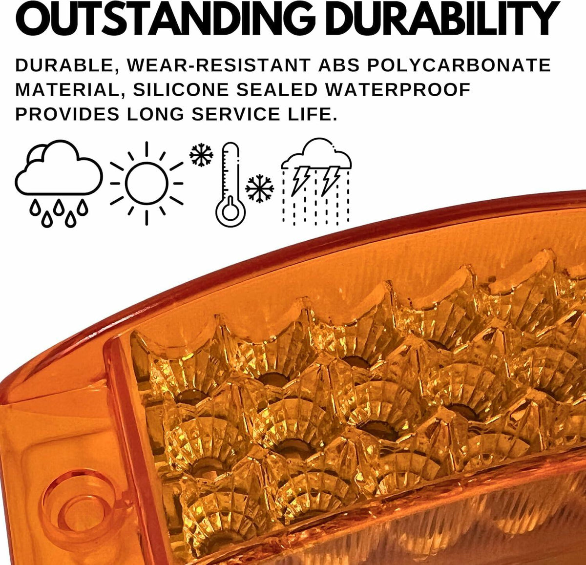 Qty 6 Amber/Red 6" 21 LED Side Marker Clearance Light Rectangle 12V Truck Trailer Camper Boat Marine 6x2 Rectangular Surface Mount [Sealed and Waterproof]