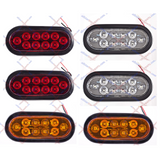 2 WHITE + 2 RED + 2 AMBER : 6" Oval 10 LED Stop Turn Tail Lights Truck Trailer - All Star Truck Parts
