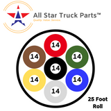 [ALL STAR TRUCK PARTS] Heavy Duty 14 Gauge 7 Way Conductor Wire RV Trailer Cable Cord Insulated Copper - All Star Truck Parts