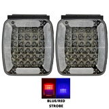 5.5" x 4" Rectangle 30 LED Red + Blue Strobe Light Iron/Metal Mounting Bracket DOT/SAE Approved Waterproof Anti-Shock Anti-Fog Towing Construction Safety Security (2 PACK)