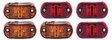 3x Amber 3x Red Clearance 2.5" 2-LED Oval Side Marker Lamp Light Truck Trailer - All Star Truck Parts