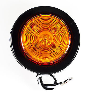 2" Inch Round Side Marker Clearance Truck Light Amber w/ Grommet & Pigtail - All Star Truck Parts