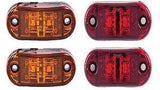 2x Amber 2x Red Clearance 2.5" 2-LED Oval Side Marker Lamp Light Truck Trailer - All Star Truck Parts