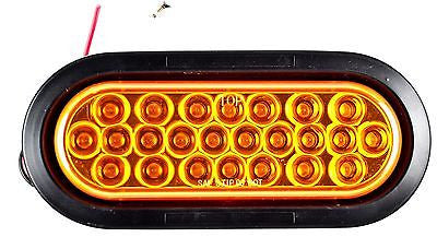6" Inch Amber Oval 24 LED Turn Tail Signal Truck Light w Grommet+Pigtail - All Star Truck Parts