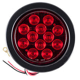 4" Red 12 LED Round Stop Turn Tail Truck Light with Grommet & Pigtail - All Star Truck Parts
