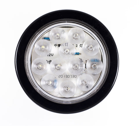 4" Inch White 12 LED Round Reverse Backup Tail Truck Light w/ Grommet & Wiring - All Star Truck Parts