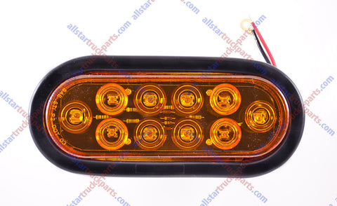 AMBER 6" Oval LED 10 Turn Signal Tail Light w/Grommet & Plug Truck Trailer - All Star Truck Parts