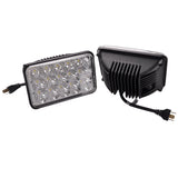 4 - 4x6" 15 LED Headlights & Ceramic Plug Harness H4656/4651 High/Low Beam 45W - All Star Truck Parts