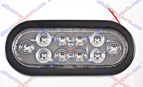 White 6" Oval 10 LED Backup Reverse Tail Light Grommet & Plug Truck Trailer - All Star Truck Parts