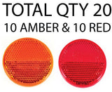 2" Inch Round Reflector Bike,Trailer,Truck,Boat,Mailbox Qty 20 (10 Red/10 Amber) - All Star Truck Parts