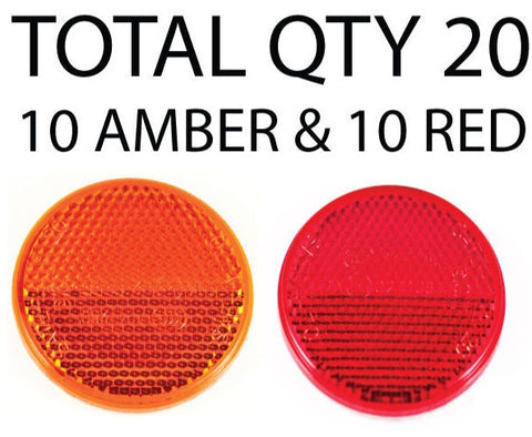 2" Inch Round Reflector Bike,Trailer,Truck,Boat,Mailbox Qty 20 (10 Red/10 Amber) - All Star Truck Parts