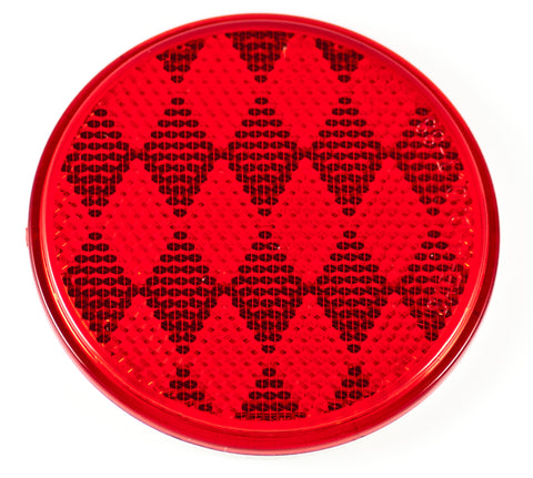 3" Inch Round Red Reflector Adhesive Bike, Trailer, Truck, Boat, Mailbox - Qty 1