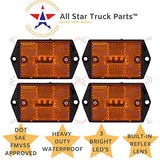 [ALL STAR TRUCK PARTS] Square Red/Amber 3-LED Marker Light Reflectorized Lens Surface Mount, 2-4/5" Rectangular Truck Trailer Towing Led Light Side Reflector Reflex Accessories