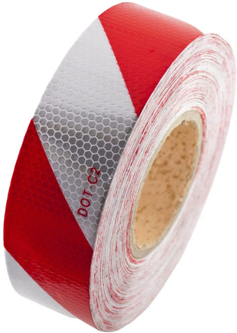 2"x150' DOT-C2 Reflective Safety Red/White Warning Stripe Tape Honeycomb Design Road Barrier Safety Construction Equipment Forklifts Warehouse Factory Floors Walkway Doorway Safety