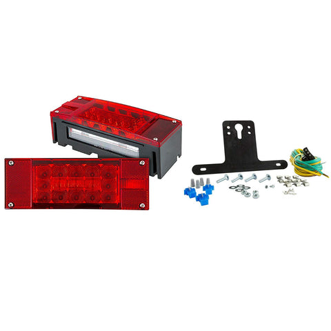 12V LED Low Profile Submersible Rectangle Trailer Light Kit, Sealed PREMIUM Waterproof Boat Trailer Stop Turn Tail License Plate Brake Running Lights 25ft 4pin Wiring Harness & Bracket - All Star Truck Parts