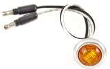 3/4" AMBER 3 LED CLEARANCE SIDE MARKER BULLET LIGHTS W CHROME RING TRAILER