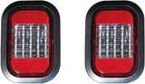 Qty 2 - 5x3" Clear/White Rectangle 25 LED Reverse/Backup Truck Trailer Light with Red Reflector Grommet & Pigtail