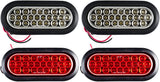 2 Red/2 White 6" Oval 24 LED Trailer Tail Light Kit [DOT Certified] [Grommets & Plugs Included] [IP67 Waterproof] Stop Brake Turn Reverse Back Up Trailer Lights RV Truck Jeep