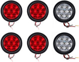 4" Inch 7 LED Round Stop/Backup/Reverse Truck Tail Light Kit - 4 Red + 2 White
