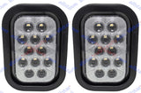Qty 2- 5x3" White Rectangle 12 LED Reverse Backup Truck Light Grommet & Pigtail