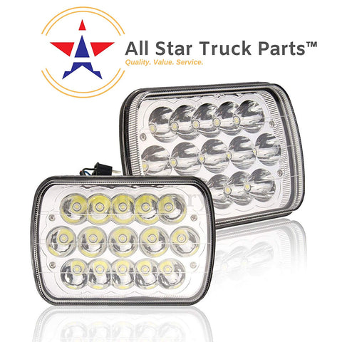 7x6 LED Headlight Sealed Beam Replacement HID Xenon H6014 H6052 H6053 H6054 - Pair (Qty 2) Left and Right - All Star Truck Parts