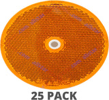 Class A 3-3/16" Round Red/Amber/White Reflector with Center Mounting Hole for Trailers, Trucks, Automobiles, Mail Boxes, Boats, SUV's, RV's, Industrial Applications