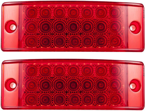 [Qty 2] 6"x2" Surface Mounted Red 21 LED Clearance Marker Light  Rectangle 12V Truck Trailer Camper Waterproof