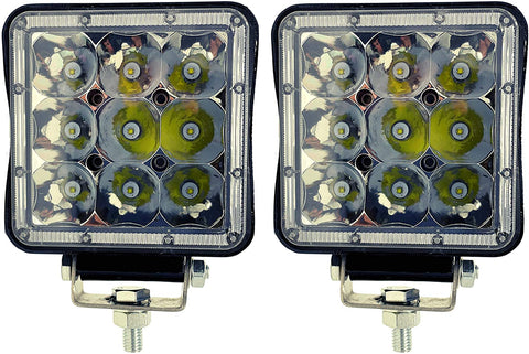 2Pcs 4.5" Square LED Work Light 27W 1890LM 9 LED Driving Pods Spot Beam Work Lamp For Off-Road Suv Boat 4X4 Jeep JK 4WD Truck 12V-36V