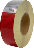 2"x150' roll DOT-C2 PREMIUM Reflective Safety Conspicuity Tape Truck Trailer Boat Horse Trailer Diamond Pattern 7 YR AVERAGE LIFE WATERPROOF, STRONG ADHESIVE! GLASS BEAD PC MATERIAL. 6" Red/6"White