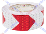 Red/White Arrow Reflective Tape, 2" Hazard Warning Tape Waterproof - High Intensity Reflector Conspicuity Safety Tape Strong Adhesive Crystal Lattice Red White Arrow 30FT, 75FT, 150FT