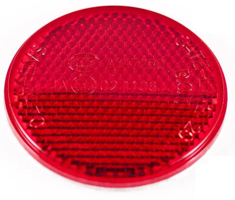 2" Inch Round Red Reflector Adhesive Bike, Trailer, Truck, Boat, Mailbox - Qty 1