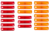 10 Amber 10 Red 4" Inch Rectangle Truck Trailer Sealed Side Marker Clearance Light- 4x1" Bracket Mounted