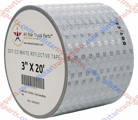 White DOT-C2 Reflective Tape Conspiciuity Tape - COMMERCIAL ROLL, HIGH INTENSITY, STRONG ADHESIVE- 3" inch x 50' FEET - Automobile Car Truck Boat Trailer Semi Parking Construction Safety Night Visibility Bicycle Racks Equipment Walkways Steps Doorways